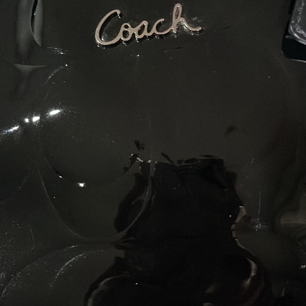 COACH Black patent, leather large purse, . Embossed,l coach purse is 17 “ 10 b - Picture 7 of 12
